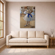 Gallery-wrapped canvas print of Edgar Degas's A Study of a Dancer displayed on a wall in a living room