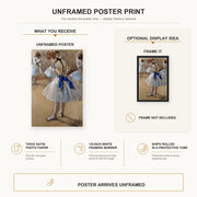Edgar Degas - A Study of a Dancer poster print size comparison and framing display infographic