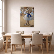 Unframed poster print of Edgar Degas's A Study of a Dancer displayed on a wall in a dining