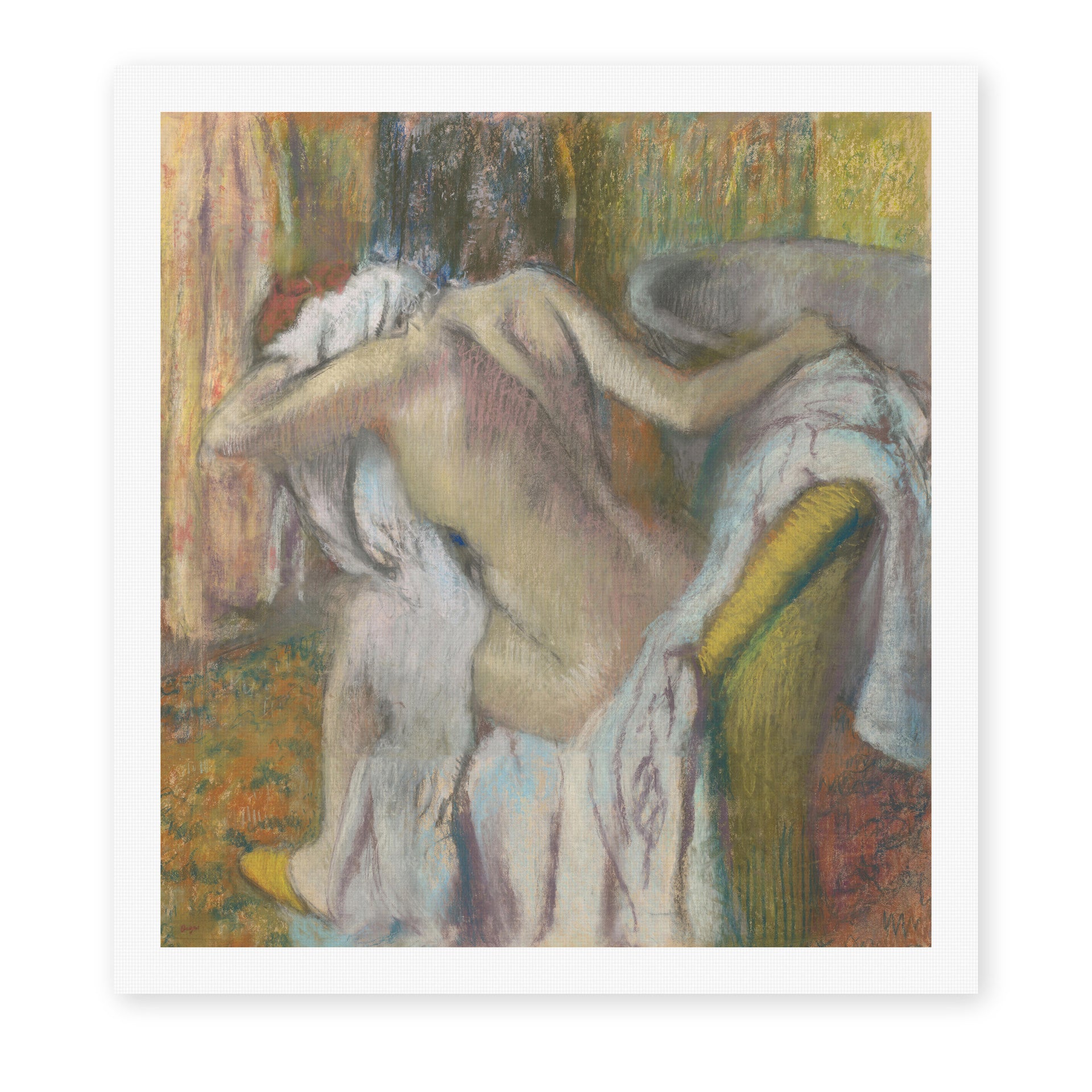Edgar Degas's 'After the Bath Woman Drying' painting reproduced as a rolled canvas print