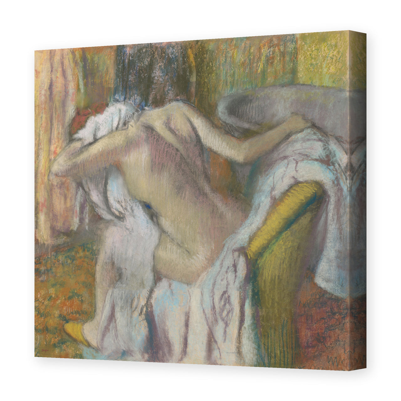Edgar Degas's 'After the Bath Woman Drying' painting reproduced as a gallery-wrapped canvas print