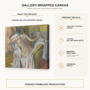 Edgar Degas - After the Bath Woman Drying gallery wrap canvas construction and hanging details infographic