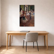 Gallery-wrapped canvas print of Edgar Degas's Ballet Class displayed on a wall in a office