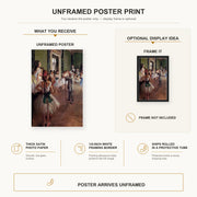 Edgar Degas - Ballet Class poster print size comparison and framing display infographic