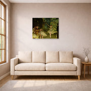 Unframed poster print of Edgar Degas's Ballet Rehearsal displayed on a wall in a living room