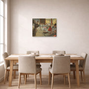 Unframed poster print of Edgar Degas's Ballet School displayed on a wall in a dining
