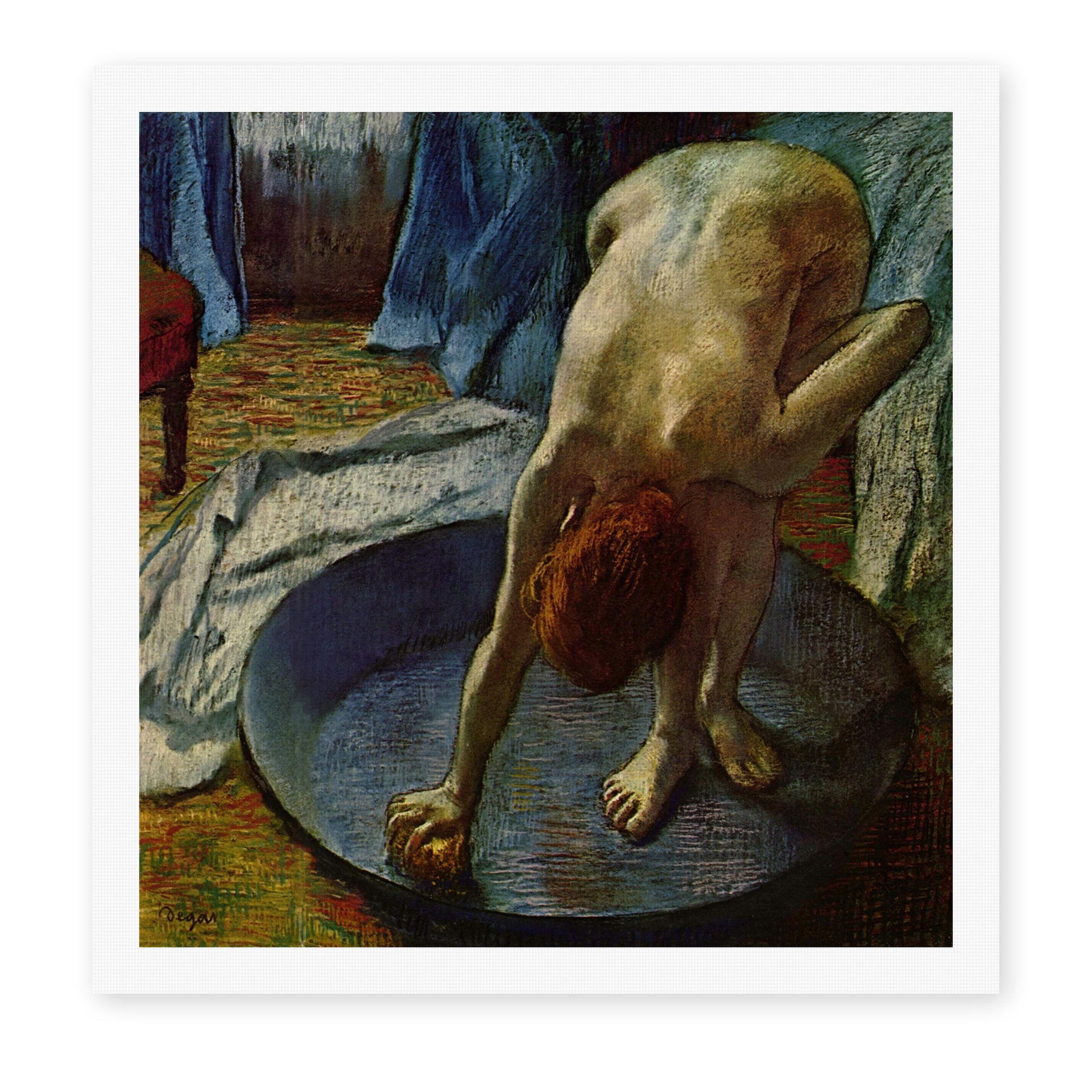Edgar Degas's 'Frau In Der Badewanne' painting reproduced as a rolled canvas print