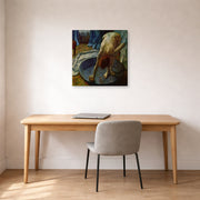 Gallery-wrapped canvas print of Edgar Degas's Frau In Der Badewanne displayed on a wall in a office