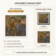 Edgar Degas - Harlekin and Colombine canvas print size comparison and framing display infographic