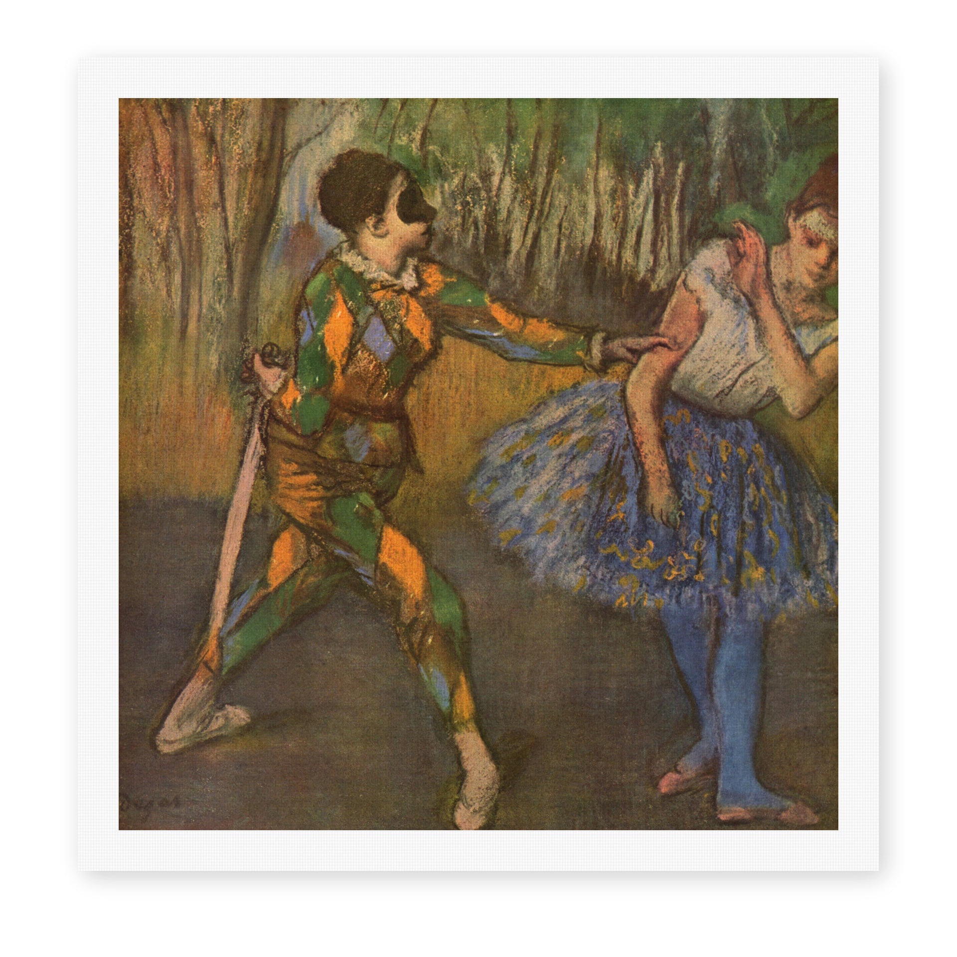 Edgar Degas's 'Harlekin and Colombine' painting reproduced as a rolled canvas print