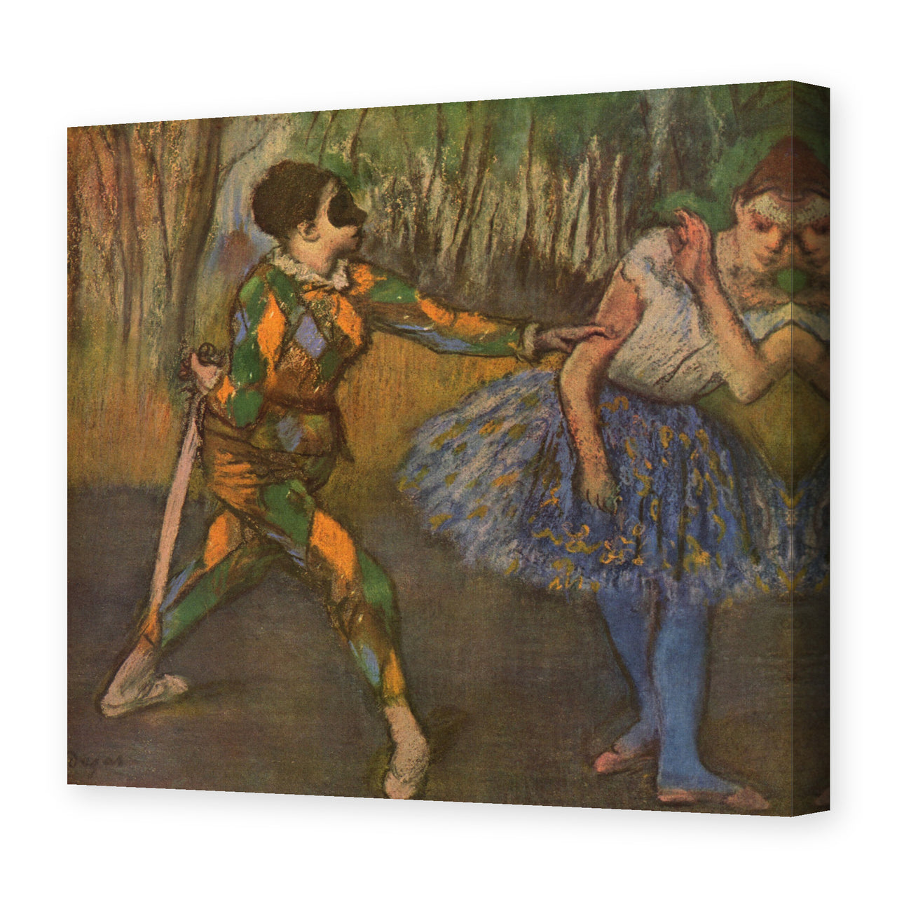 Edgar Degas's 'Harlekin and Colombine' painting reproduced as a gallery-wrapped canvas print