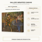Edgar Degas - Harlekin and Colombine gallery wrap canvas construction and hanging details infographic