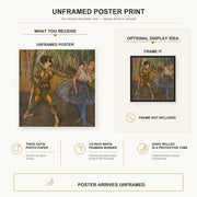 Edgar Degas - Harlekin and Colombine poster print size comparison and framing display infographic