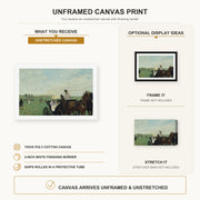 Edgar Degas - Horse Racing canvas print size comparison and framing display infographic