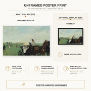 Edgar Degas - Horse Racing poster print size comparison and framing display infographic