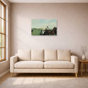 Unframed poster print of Edgar Degas's Horse Racing displayed on a wall in a living room