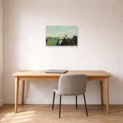 Unframed poster print of Edgar Degas's Horse Racing displayed on a wall in a office