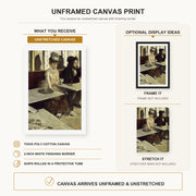 Edgar Degas - Labsinthe canvas print size comparison and framing display infographic
