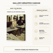 Edgar Degas - Labsinthe gallery wrap canvas construction and hanging details infographic