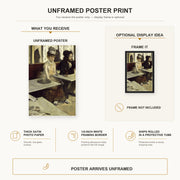 Edgar Degas - Labsinthe poster print size comparison and framing display infographic