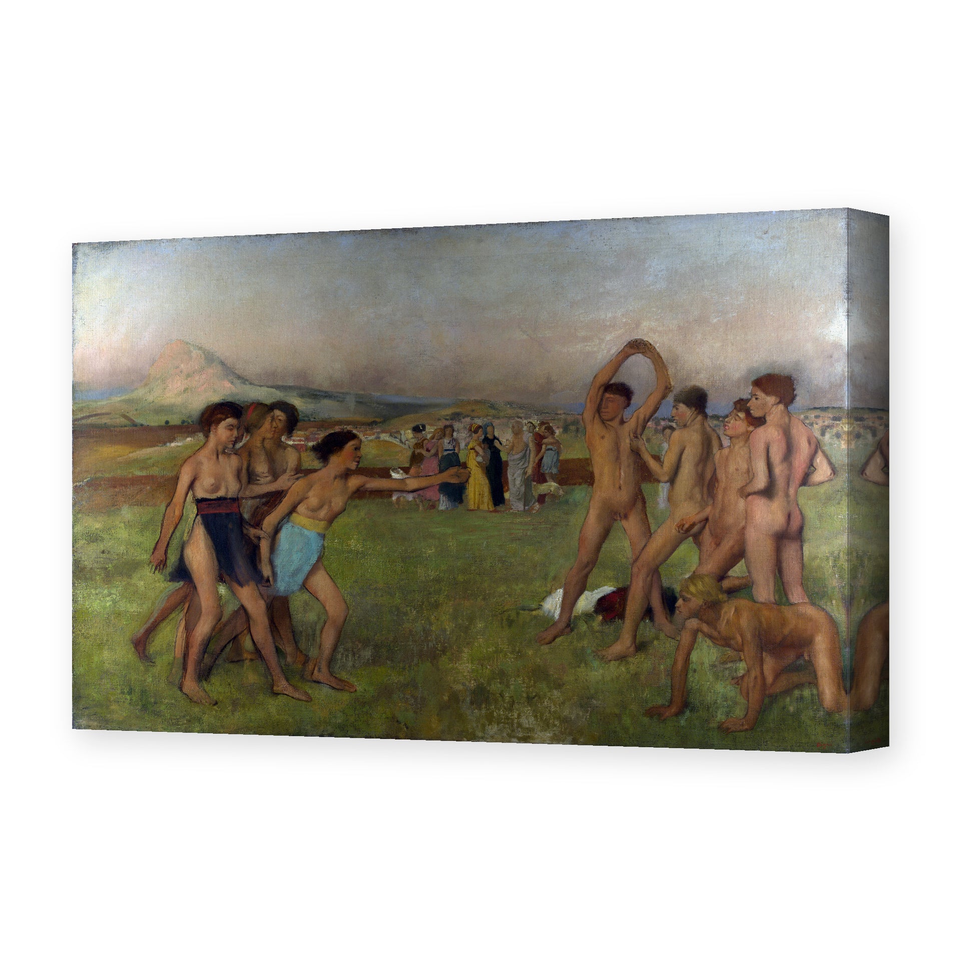 Edgar Degas's 'Nude Spartans Excersizing' painting reproduced as a gallery-wrapped canvas print