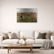Gallery-wrapped canvas print of Edgar Degas's Nude Spartans Excersizing displayed on a wall in a living room