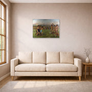 Unframed poster print of Edgar Degas's Nude Spartans Excersizing displayed on a wall in a living room