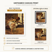 Edgar Degas - Repetition of the Dance canvas print size comparison and framing display infographic