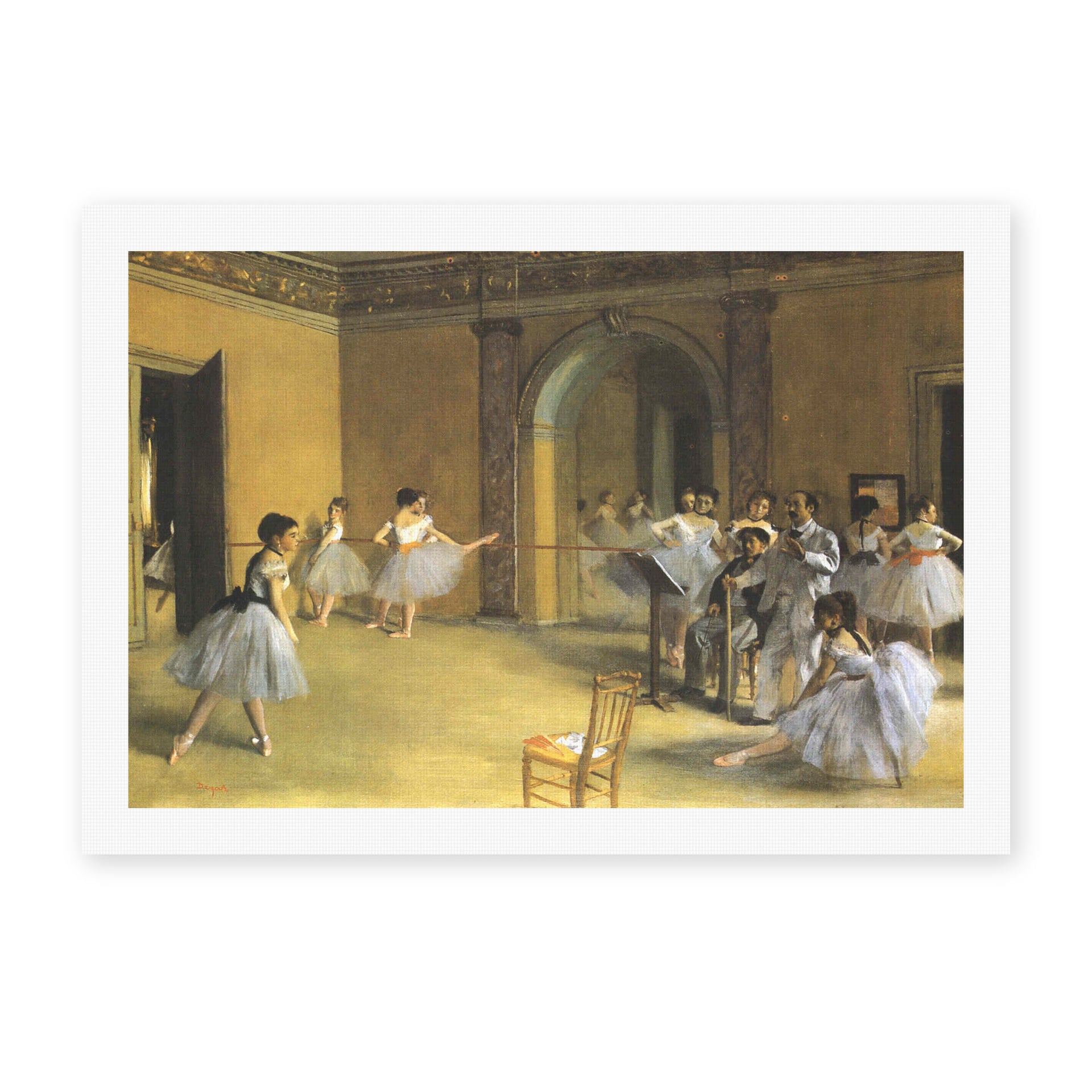Edgar Degas's 'The Dance Class at Opera' painting reproduced as a rolled canvas print