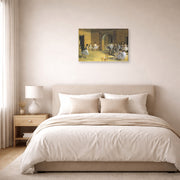 Gallery-wrapped canvas print of Edgar Degas's The Dance Class at Opera displayed on a wall in a bedroom