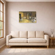 Gallery-wrapped canvas print of Edgar Degas's The Dance Class at Opera displayed on a wall in a living room