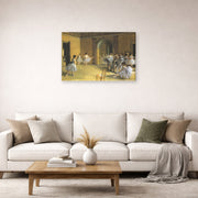 Gallery-wrapped canvas print of Edgar Degas's The Dance Class at Opera displayed on a wall in a living room