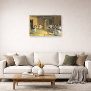 Unframed poster print of Edgar Degas's The Dance Class at Opera displayed on a wall in a living room