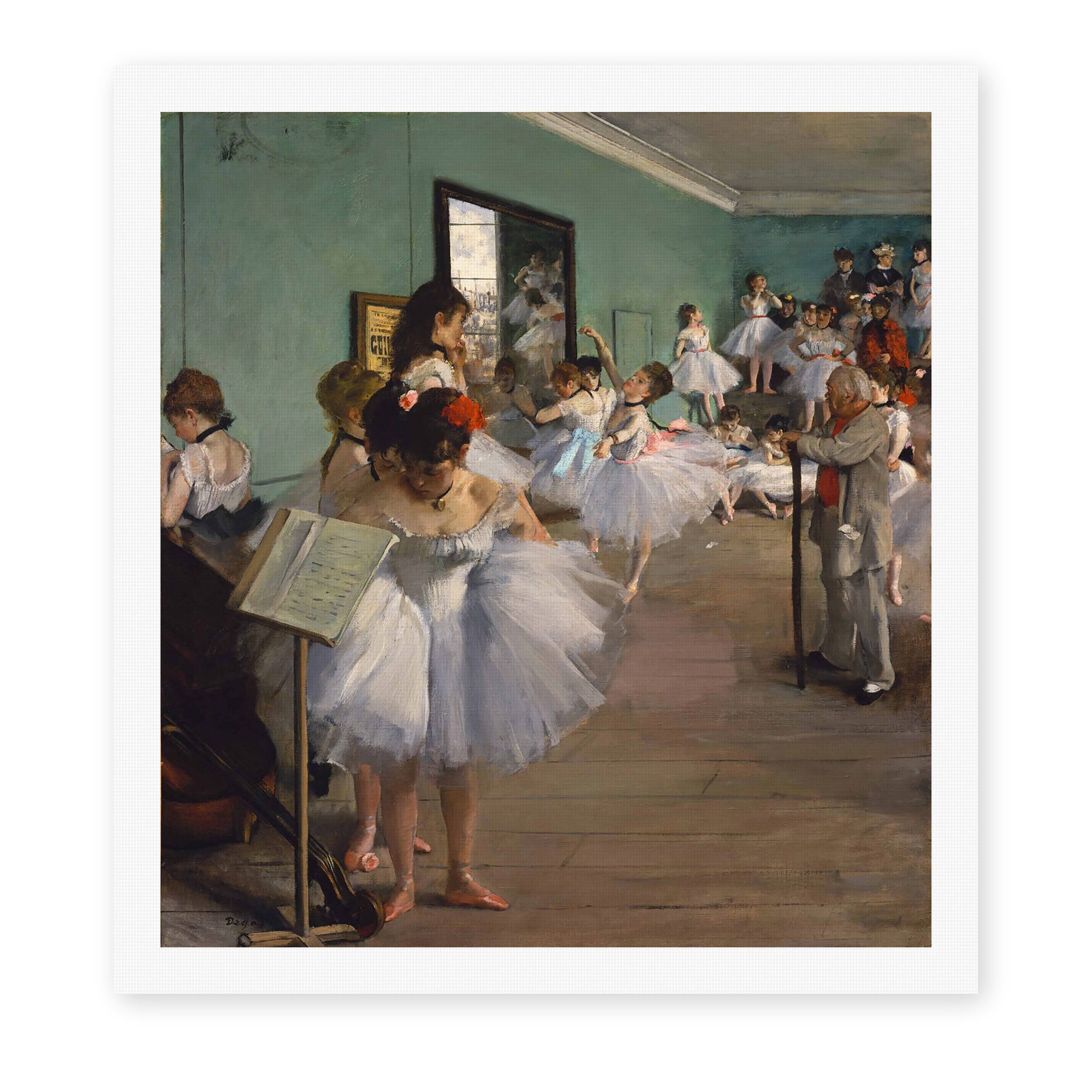 Edgar Degas's 'The Dance Class' painting reproduced as a rolled canvas print
