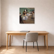 Gallery-wrapped canvas print of Edgar Degas's The Dance Class displayed on a wall in a office
