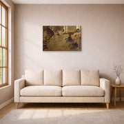 Gallery-wrapped canvas print of Edgar Degas's The Rehearsal displayed on a wall in a living room