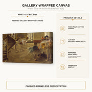 Edgar Degas - The Rehearsal gallery wrap canvas construction and hanging details infographic