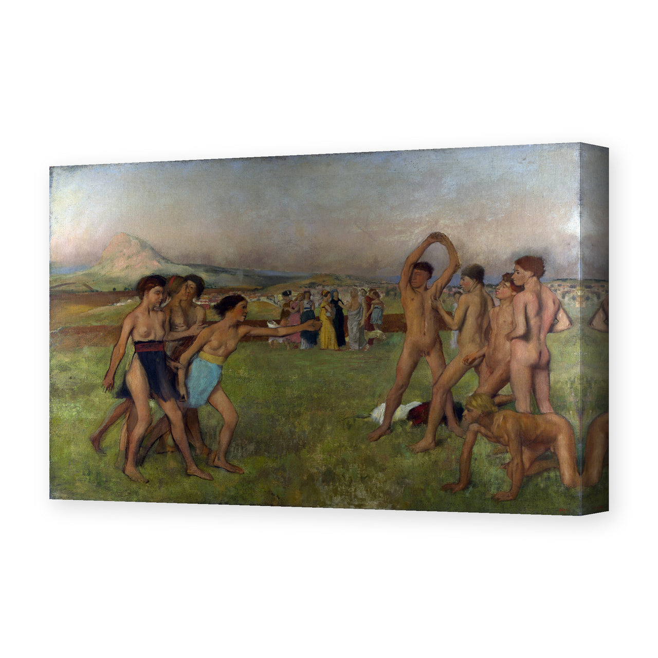 Edgar Degas's 'Young Spartans Exercising' painting reproduced as a gallery-wrapped canvas print