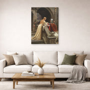 Gallery-wrapped canvas print of Edmund Blair Leighton's 'God Speed' displayed on a wall in a living room