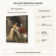 Edmund Blair Leighton - God Speed gallery wrap canvas construction and hanging details infographic