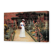 Edmund Blair Leighton's 'Lady in Garden' painting reproduced as a gallery-wrapped canvas print