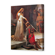 Edmund Blair Leighton's 'The Accolade' painting reproduced as a gallery-wrapped canvas print, one of Leighton's best-known works, painted in 1901