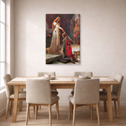 Gallery-wrapped canvas print of Edmund Blair Leighton's 'The Accolade' displayed on a wall in a dining room