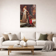 Gallery-wrapped canvas print of Edmund Blair Leighton's 'The Accolade' displayed on a wall in a living room