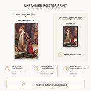 Edmund Blair Leighton - The Accolade poster print size comparison and framing display infographic