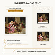 Edmund Blair Leighton - The End of the Song canvas print size comparison and framing display infographic