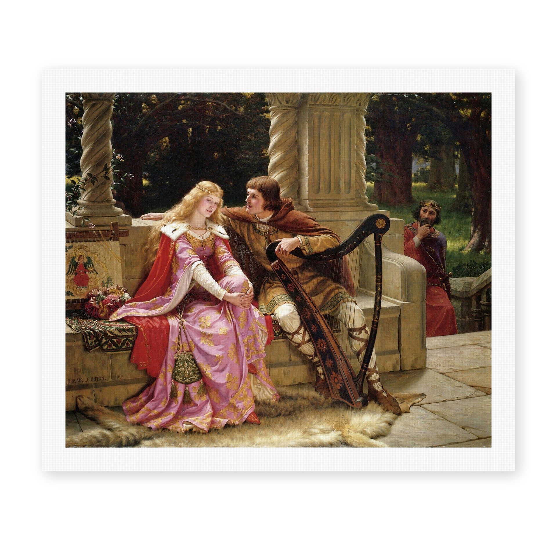 Edmund Blair Leighton's 'The End of the Song' painting reproduced as a rolled canvas print