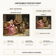 Edmund Blair Leighton - The End of the Song poster print size comparison and framing display infographic