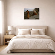 Gallery-wrapped canvas print of Edmund Blair Leighton's 'The Hostage' displayed on a wall in a bedroom