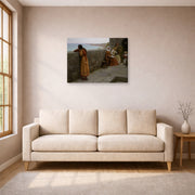 Gallery-wrapped canvas print of Edmund Blair Leighton's 'The Hostage' displayed on a wall in a living room